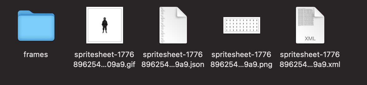 Full spritesheet output showing all exported frames in a single production-ready PNG